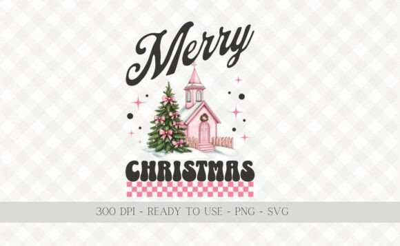 A Cozy Pink Church Christmas Graphic