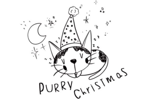 A Purry Christmas Illustration for Crafters & Small Businesses