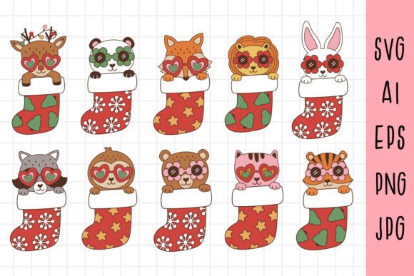 Animals in Christmas Socks: A Warm Holiday Embroidery Design
