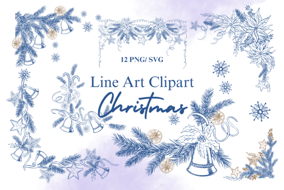 Blue Line Christmas Graphics for Editorial Design