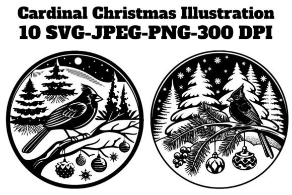 Cardinal Christmas Illustration Bundle: Perfect for Festive Graphics