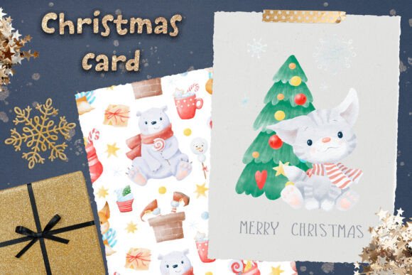 Christmas Cat Postcard Png: A Festive Graphics Gem