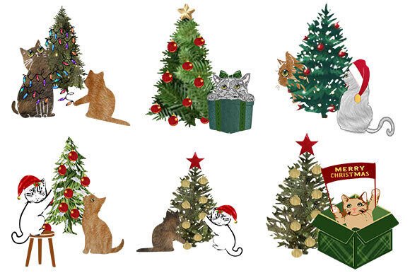 Christmas Cat Set 1: Charming Graphics for Creative Projects