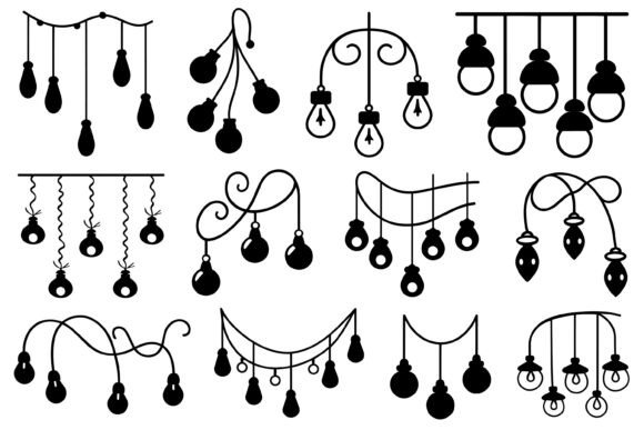 Christmas Lights Silhouette Vectors for Modern Graphics