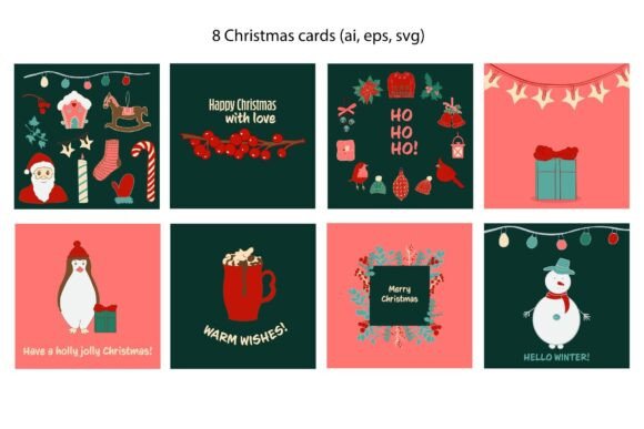 Christmas Square Greeting Cards - Vector: A Must-Have for Handmade Graphics