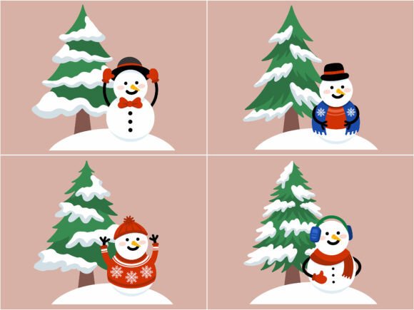 Christmas Tree Snowman Background: A Versatile Graphic for Holiday Branding