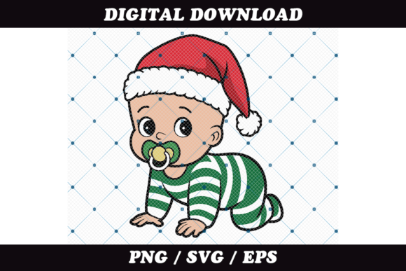 Cute Baby Crawling in Christmas Outfit: A Versatile Graphics Asset