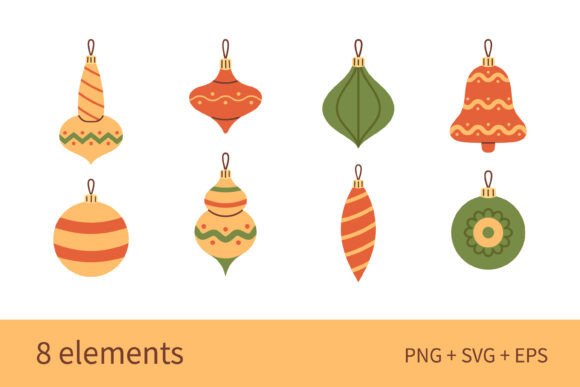 Cute Retro Christmas Trees Baubles Set: A Graphics Review
