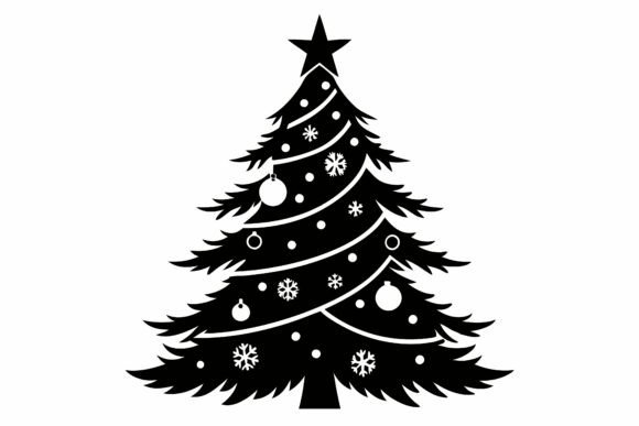 Elegant Vector Christmas Tree Silhouette for Graphics