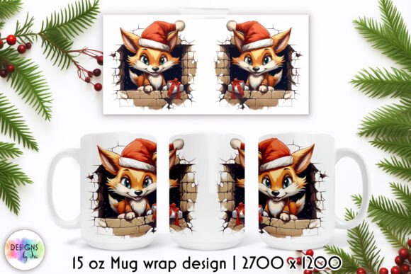 Funny Christmas Mug Wrap, Cracked Wall: A Charming Graphic