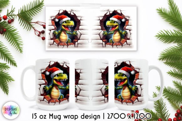 Funny Cracked Wall Christmas Mug Wrap: A Festive Graphic Design