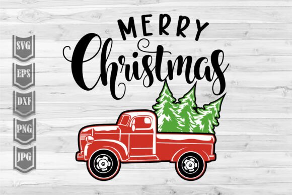 Merry Christmas Farm Truck Graphics for Crafters & Small Businesses