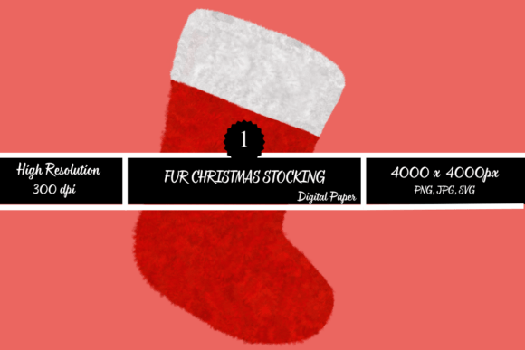 Red and White Fur Christmas Stocking: A Festive Graphics Asset
