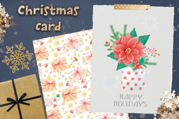 Reviewing the Christmas Poinsettia Postcard PNG Graphics