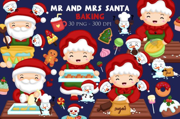 Santa Baking Graphics for Festive Creative Businesses