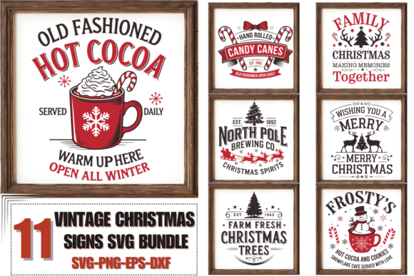 Vintage Christmas Signs Graphics for Seasonal Branding