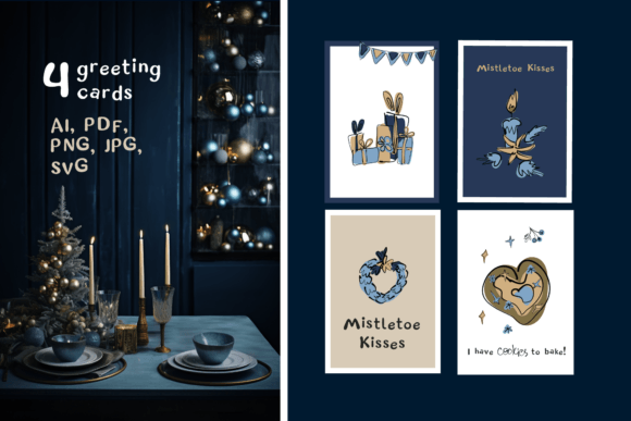 Whimsical Christmas Cards: A Versatile Graphics and Illustrations Asset