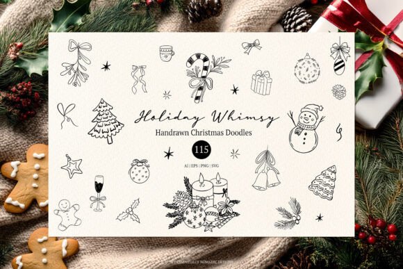 Whimsical Christmas Graphics for Local Brand Identity